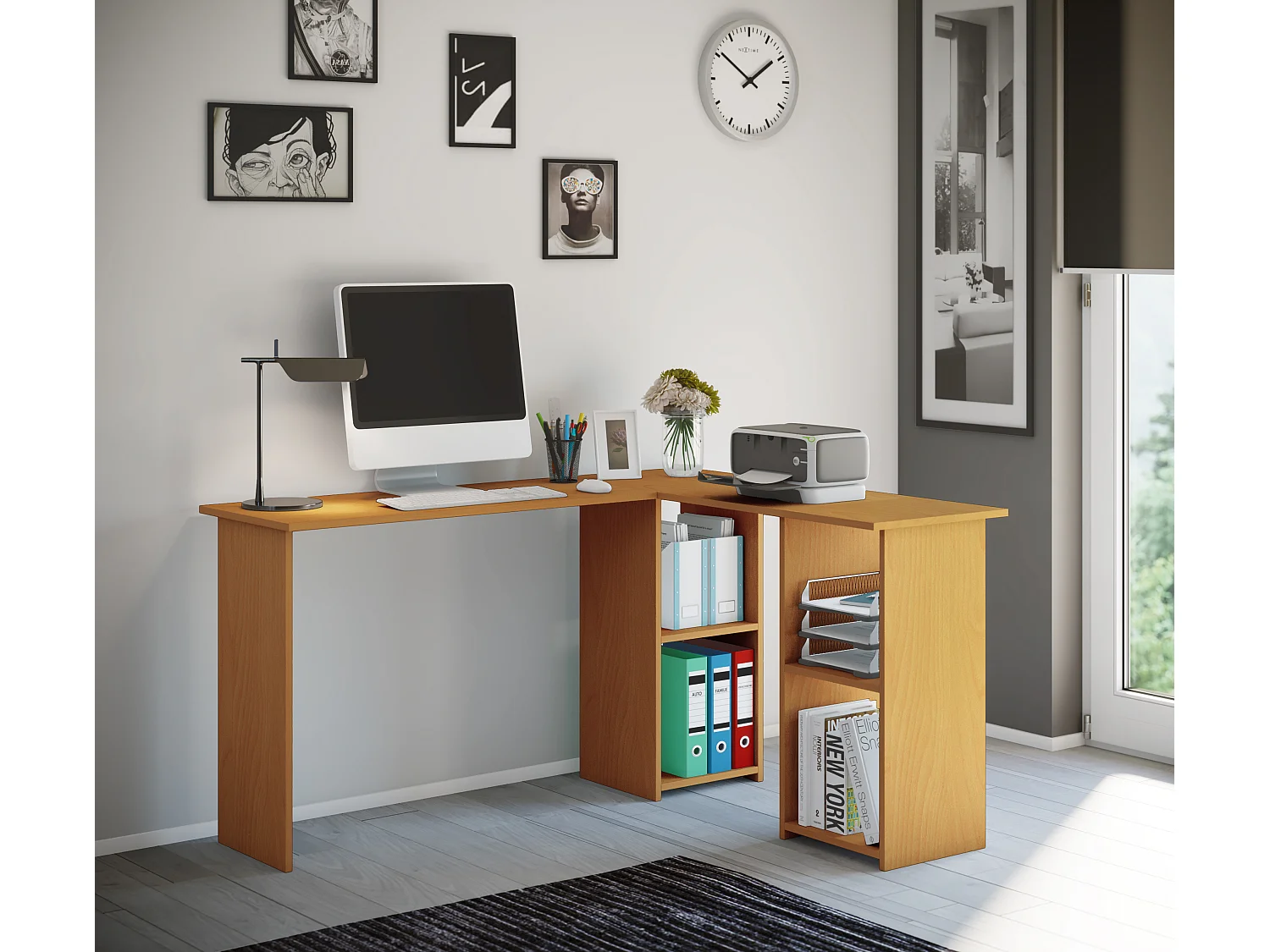 Scrivania angolare in legno Scrivania Lusias