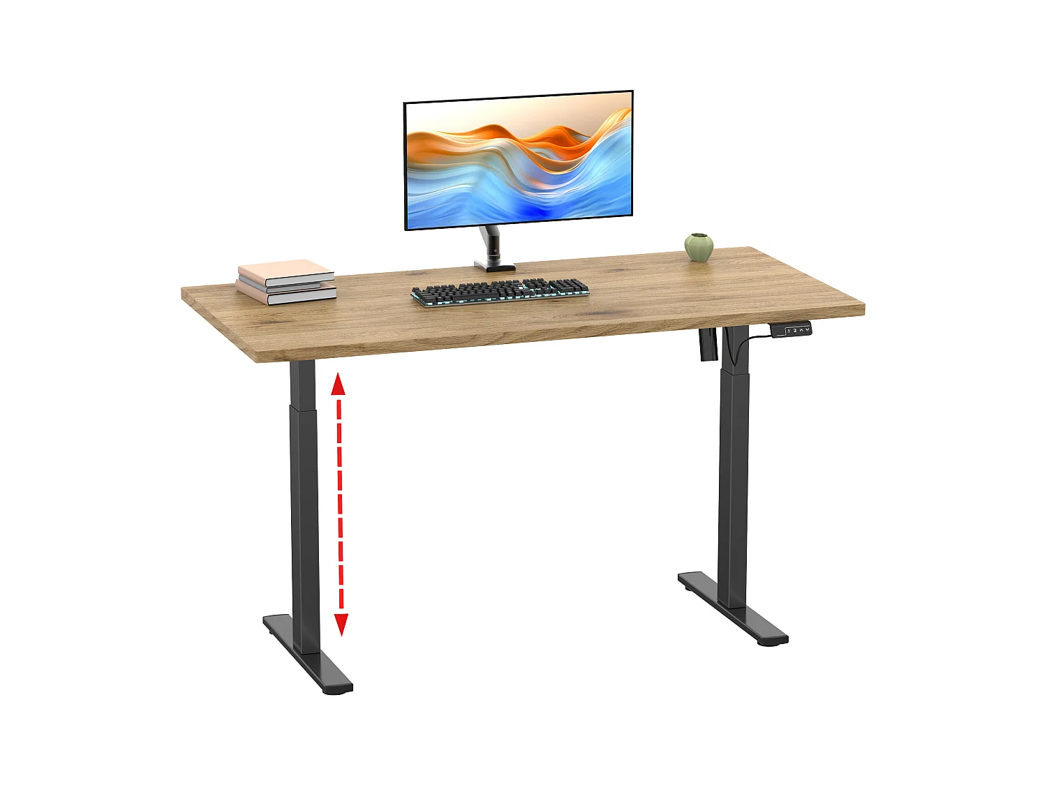 Desk Lona Black / Honey oak H. 71-120 x W. 110 x D. 80 cm