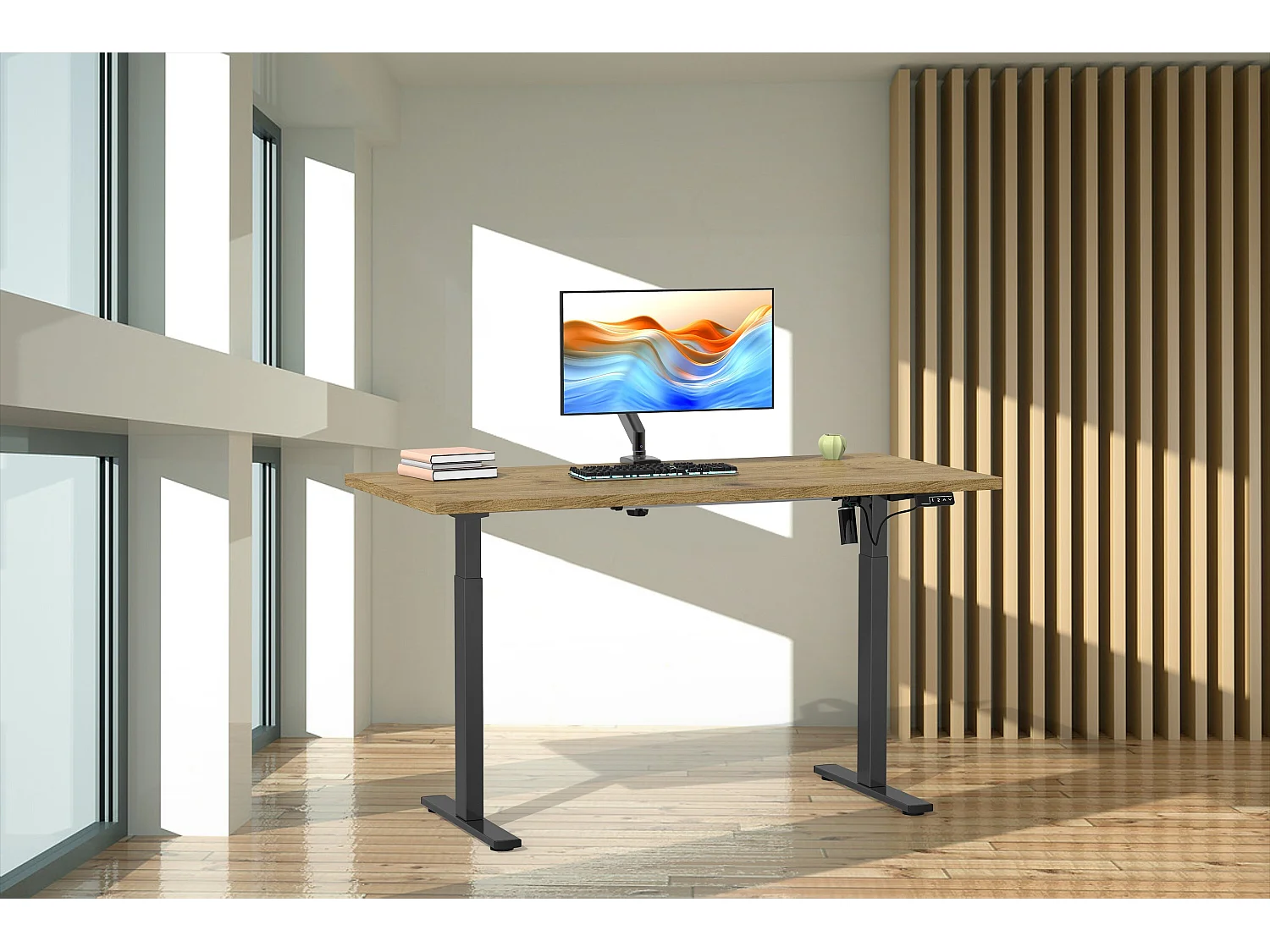 Desk Lona Black / Honey oak H. 71-120 x W. 110 x D. 80 cm