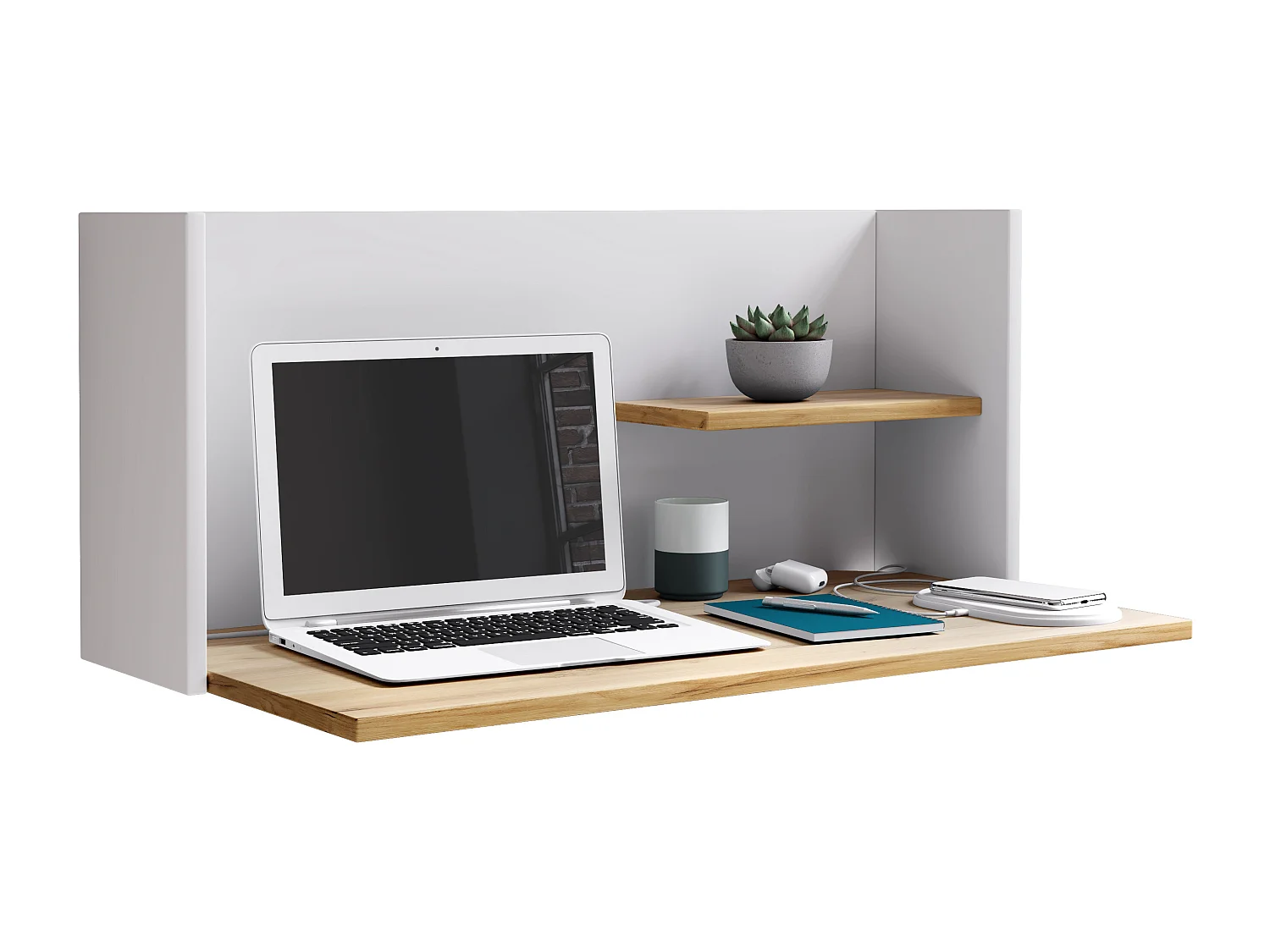 VCM madeira pendurado mesa de mesa de mesa de mesa de mesa de mesa de mesa de mesa Workas (branco / mel de carvalho)