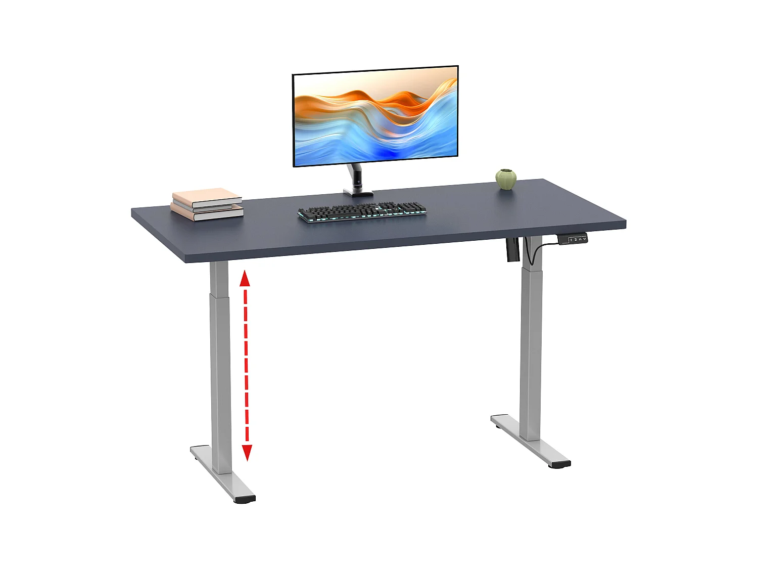 Desk Lona Silver / Anthracite H. 71-120 x W. 140 x D. 80 cm