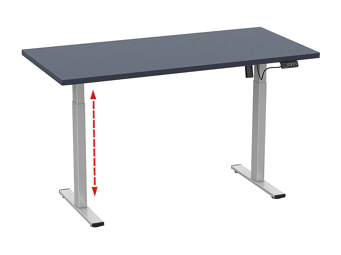 Desk Lona Silver / Anthracite H. 71-120 x W. 140 x D. 80 cm