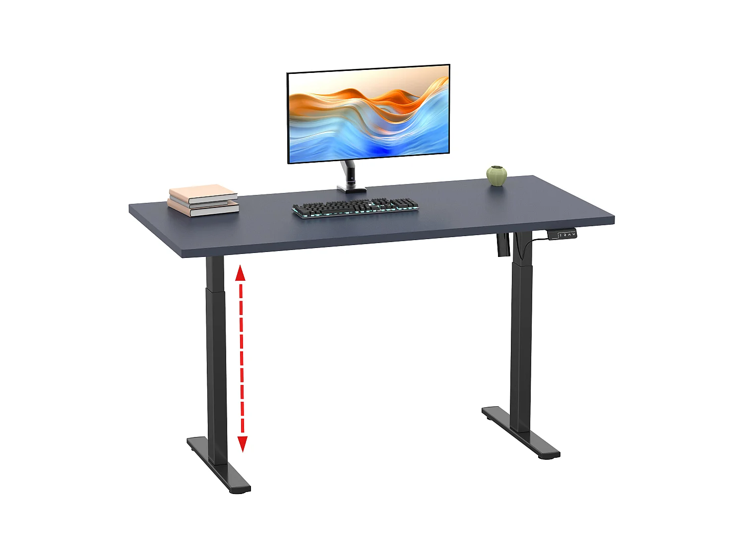 Desk Lona Black / Anthracite H. 71-120 x W. 110 x D. 50 cm
