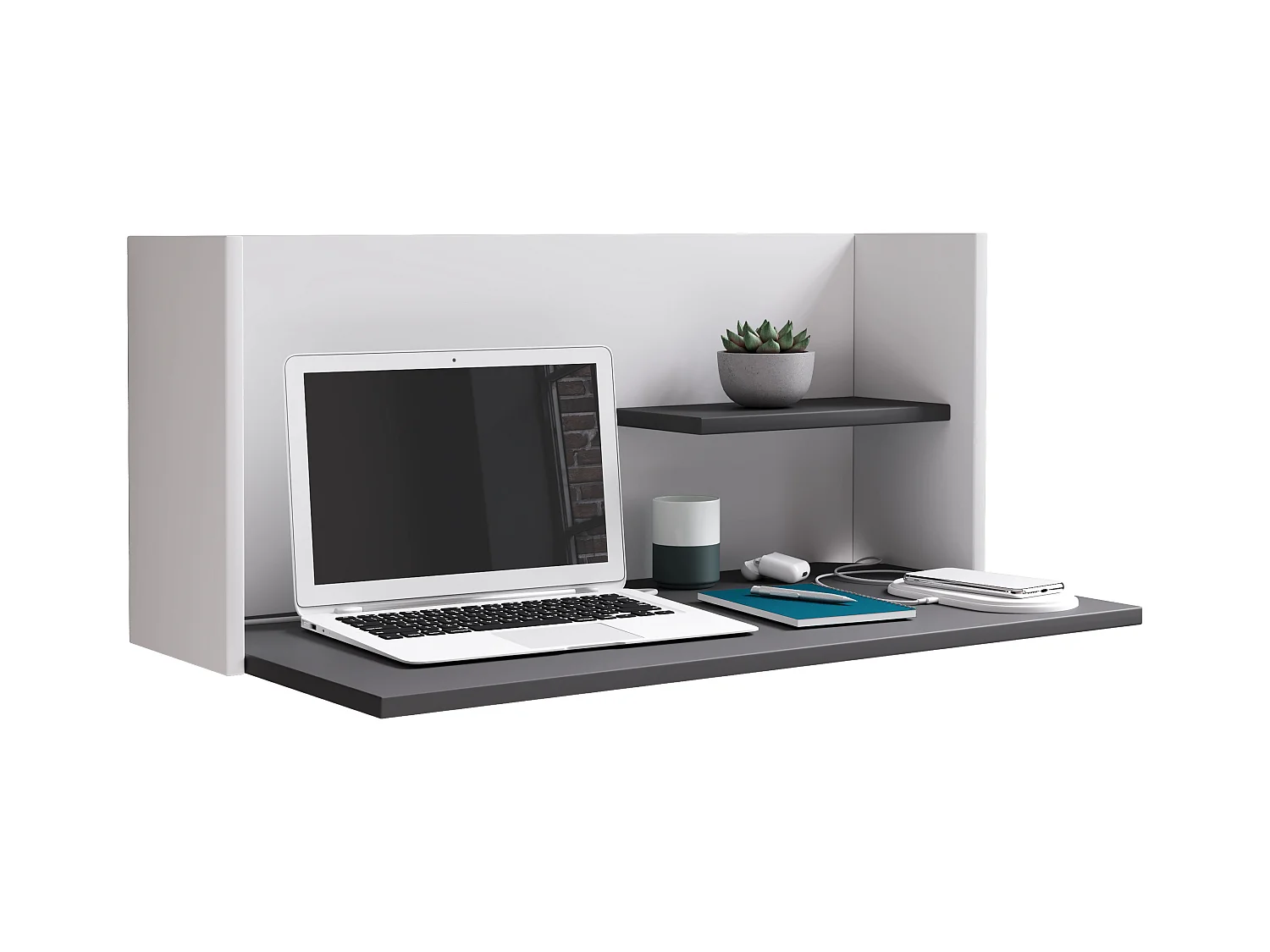 Desk Workas White / Anthracite H. 35 x W. 90 x D. 43 cm