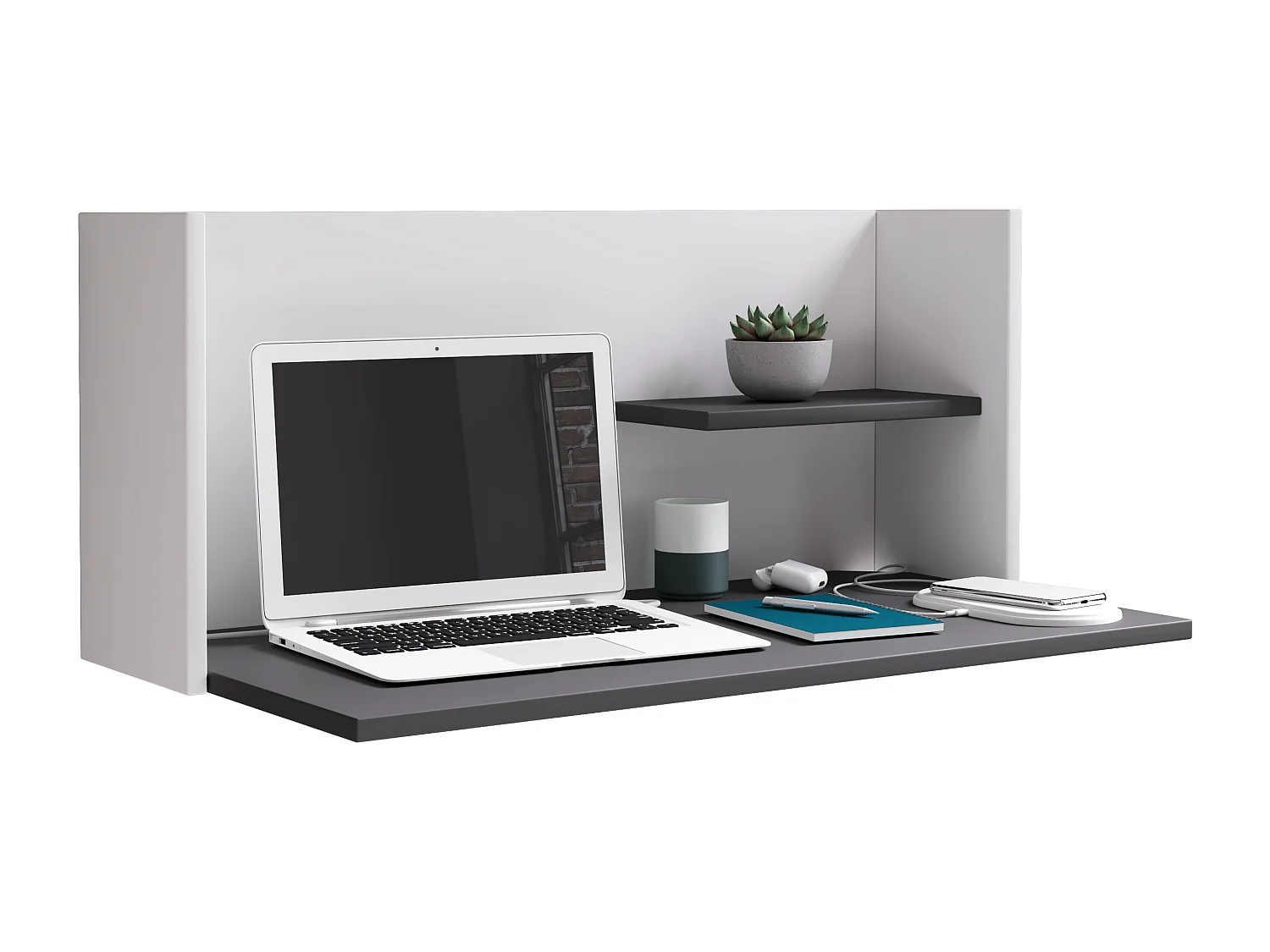 Desk Workas White / Anthracite H. 35 x W. 90 x D. 43 cm