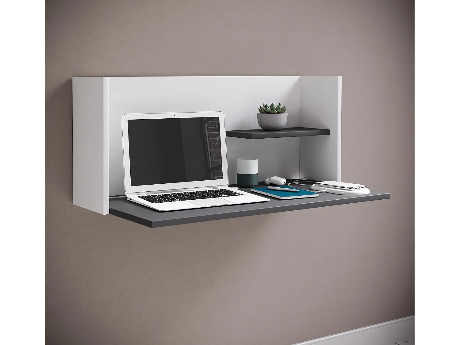Desk Workas White / Anthracite H. 35 x W. 90 x D. 43 cm