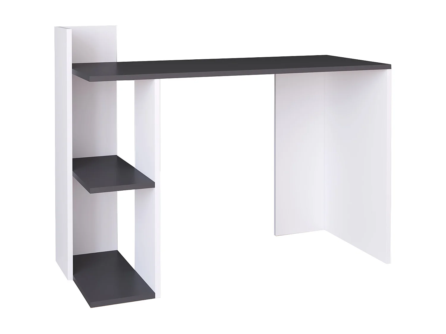 VCM Bureau en bois Table d'ordinateur Table de travail Table de rangement Sinkas (Blanc / Anthracite)