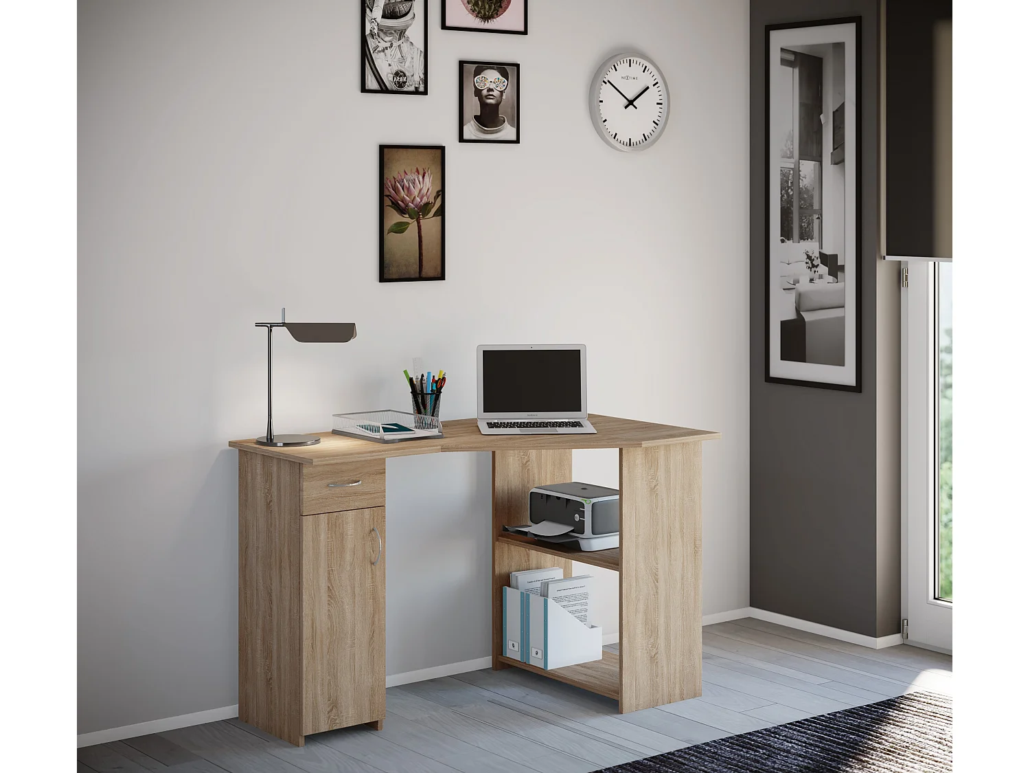 Holz Eckschreibtisch Schreibtisch Bürotisch Linzia