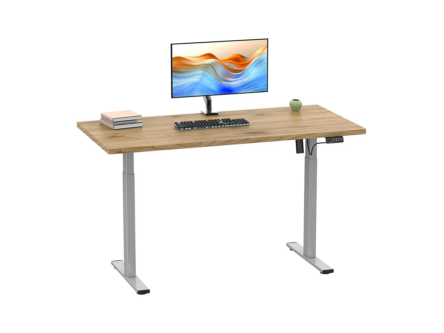 Desk Lona Silver / Honey oak H. 71-120 x W. 110 x D. 50 cm