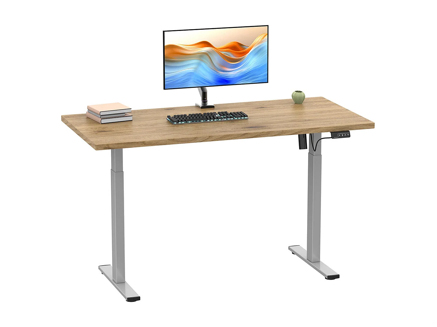 Desk Lona Silver / Honey oak H. 71-120 x W. 110 x D. 50 cm