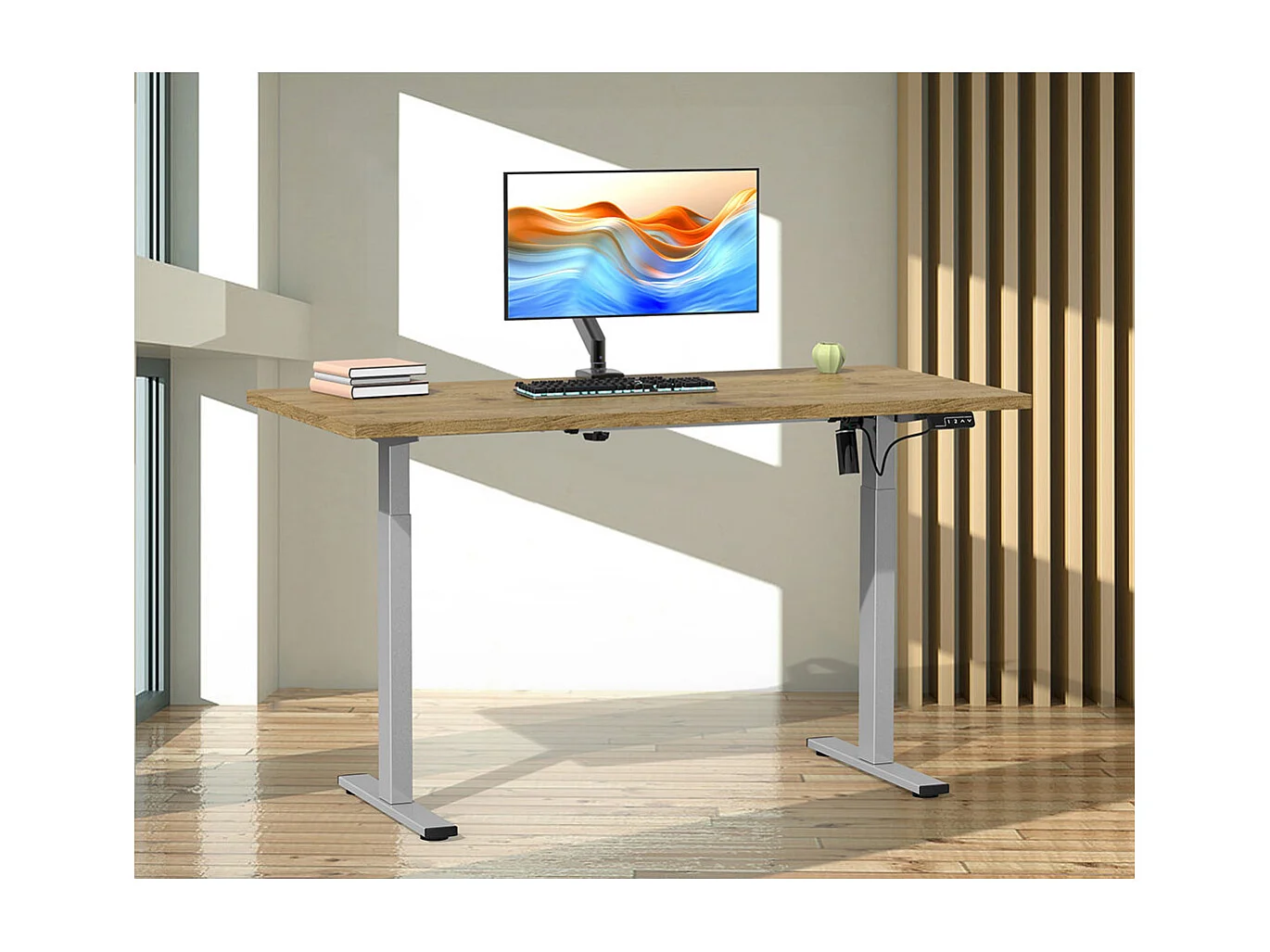 Desk Lona Silver / Honey oak H. 71-120 x W. 110 x D. 50 cm