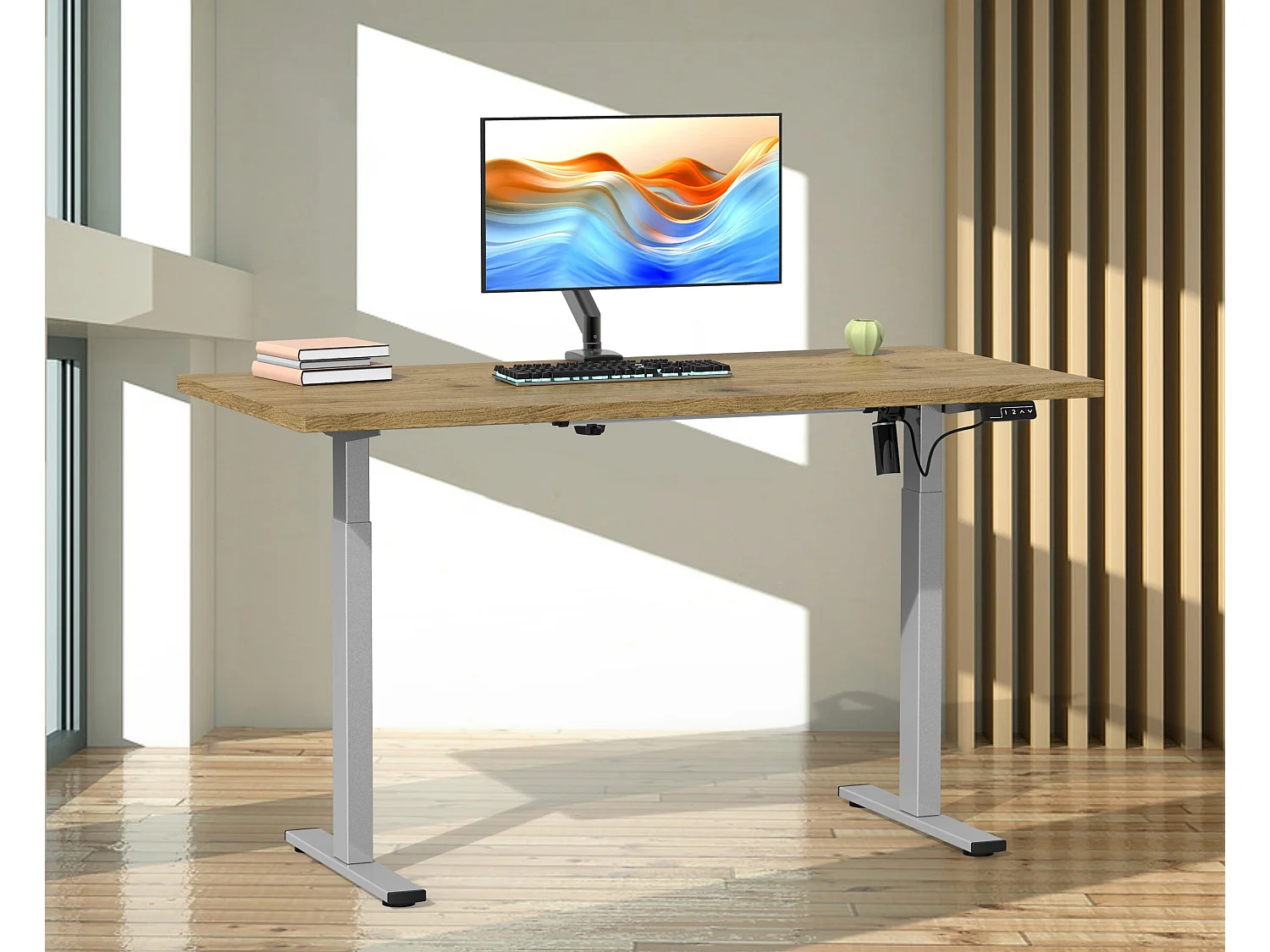 Desk Lona Silver / Honey oak H. 71-120 x W. 110 x D. 50 cm