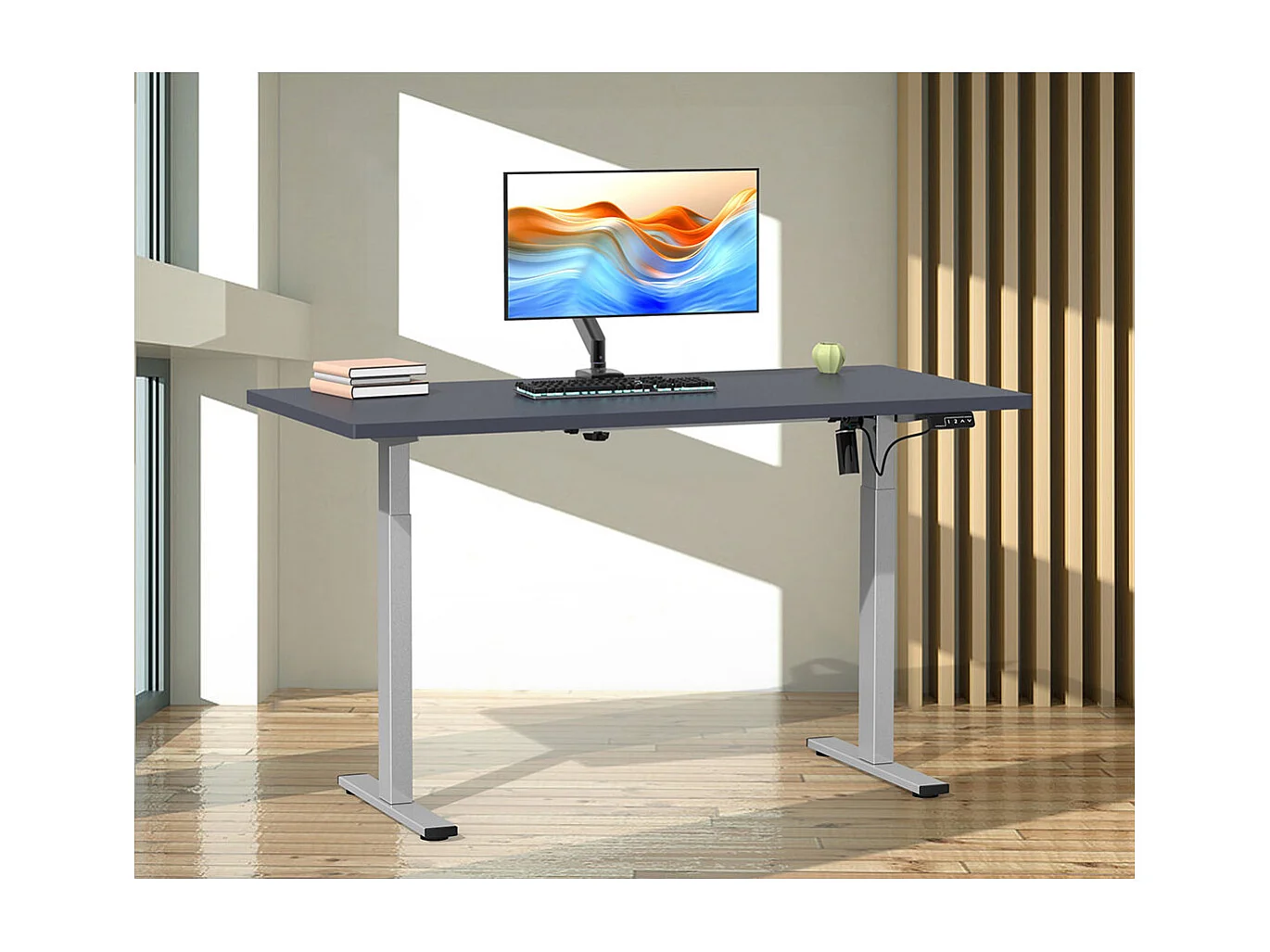 Desk Lona Silver / Anthracite H. 71-120 x W. 140 x D. 50 cm