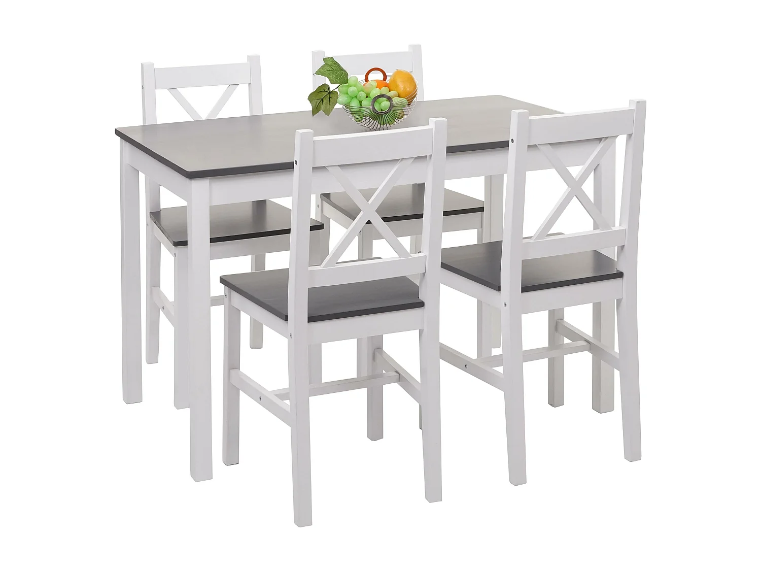 Eetkamer set MCW-F77 (5-delig),  wit-grijs