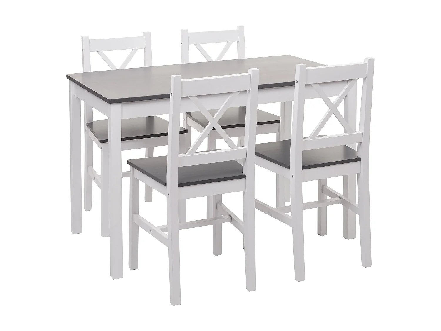 Eetkamer set MCW-F77 (5-delig),  wit-grijs