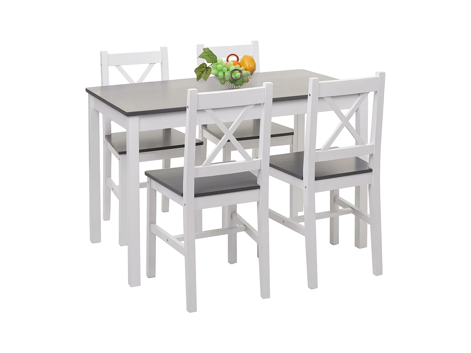 Ensemble de salle à manger MCW-F77 (5 pièces),  blanc-gris