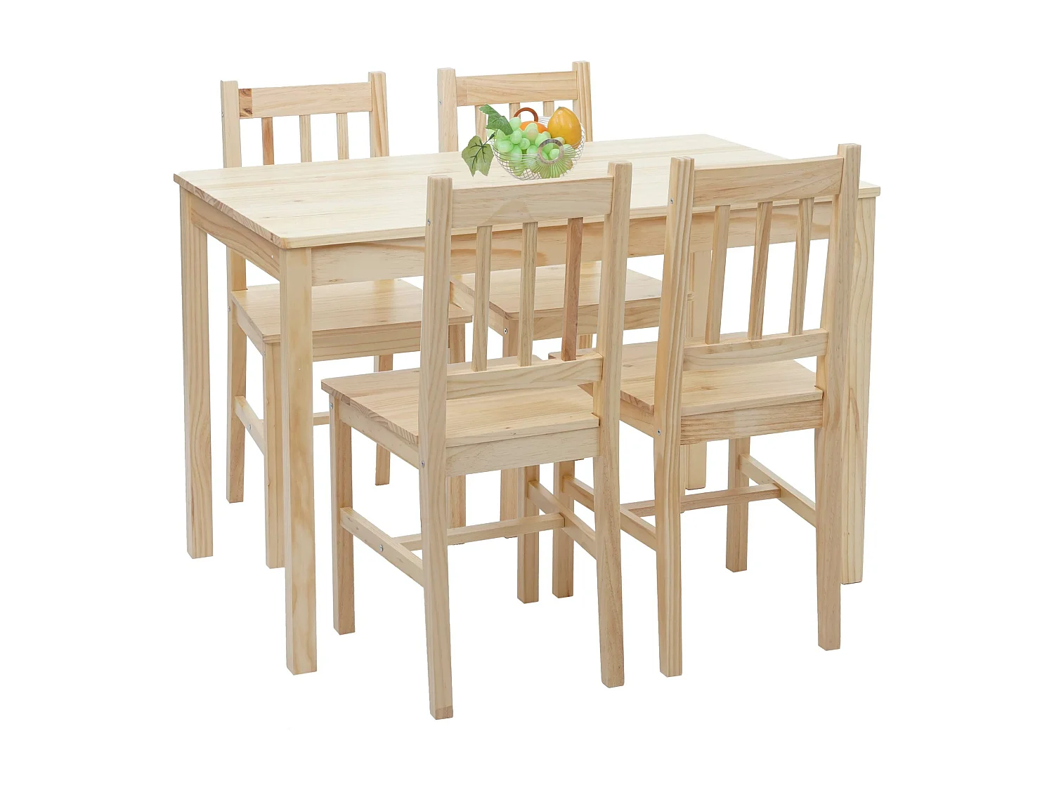 East West Furniture – Set Da Pranzo Moderno 5 Pezzi In Mogano: 4 Sedie Con Schienale A Doghe E Tavolo Rotondo A Piedistallo