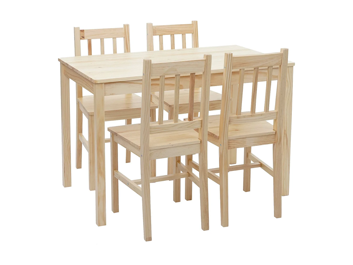 Ensemble de salle à manger MCW-F77 (5 pièces),  bois de pin finition lasure