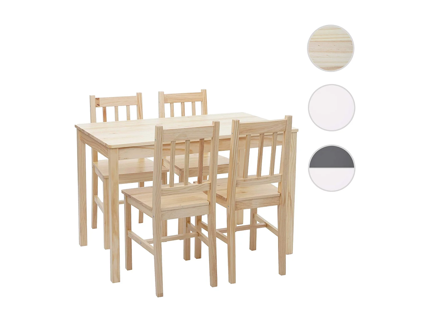 Ensemble de salle à manger MCW-F77 (5 pièces),  bois de pin finition lasure