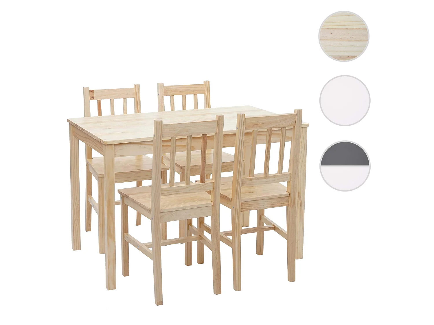 Ensemble de salle à manger MCW-F77 (5 pièces),  bois de pin finition lasure