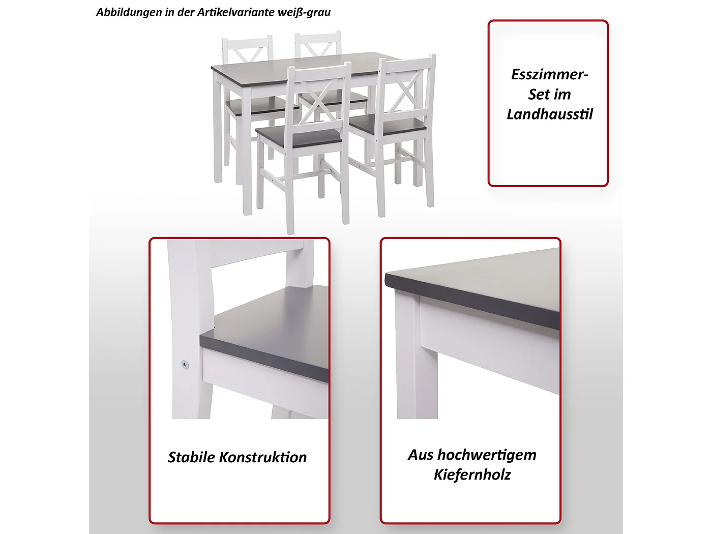Ensemble de salle à manger MCW-F77 (5 pièces),  blanc