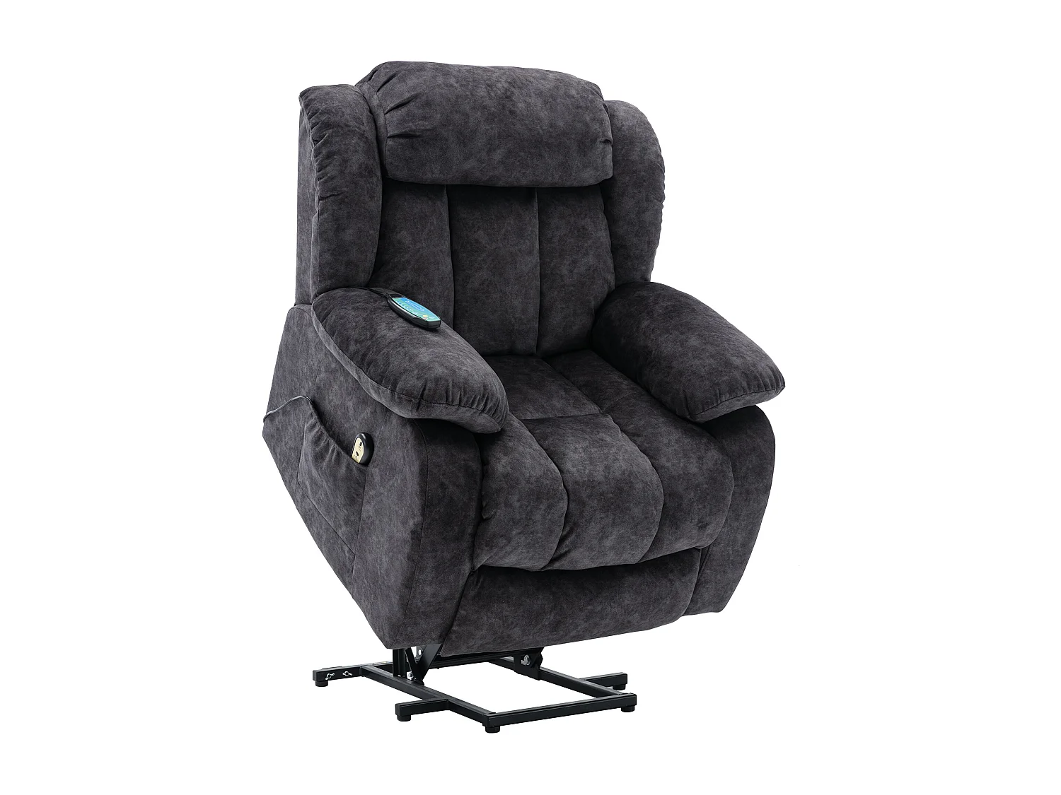 Fauteuil massant - Fauteuil électrique inclinable - Fonction chauffage et vibration - Velours - Gris