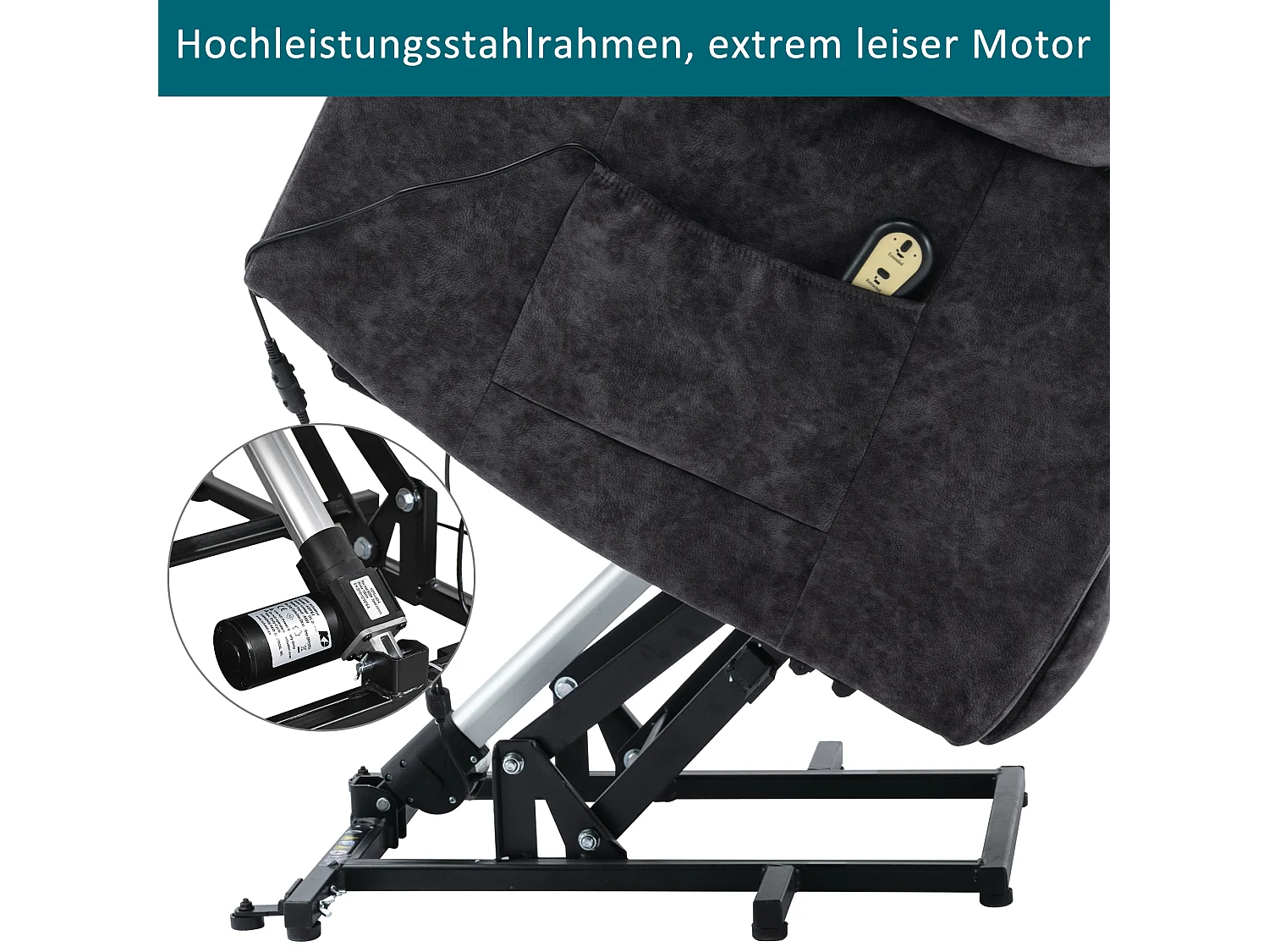 Fauteuil massant - Fauteuil électrique inclinable - Fonction chauffage et vibration - Velours - Gris