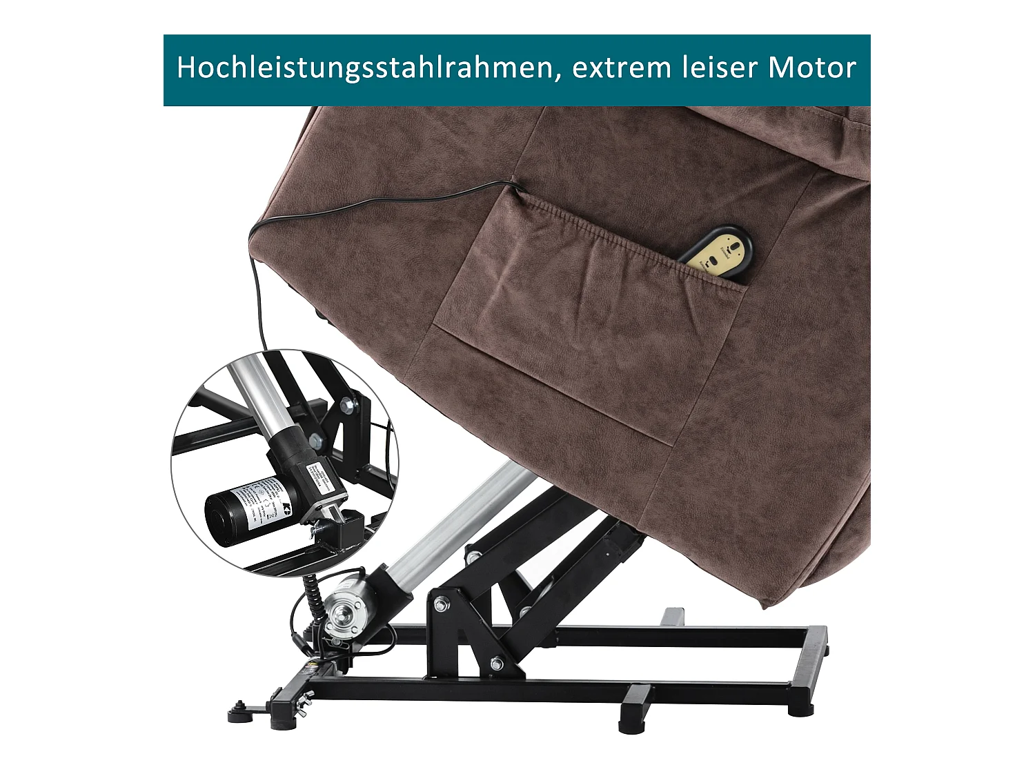 Massagesessel – Elektrischer Liegesessel – Heiz- und Vibrationsfunktion – Samt – Braun
