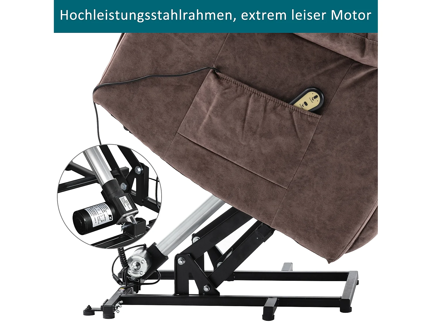 Massagesessel – Elektrischer Liegesessel – Heiz- und Vibrationsfunktion – Samt – Braun