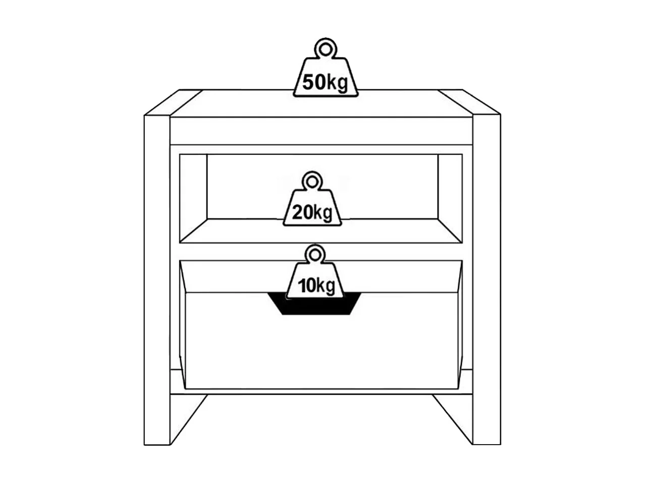 Szafka nocna z 1 szufladą i 1 wnęką - Drewno mangowca i metal - Naturalny i czarny - HARLEM II