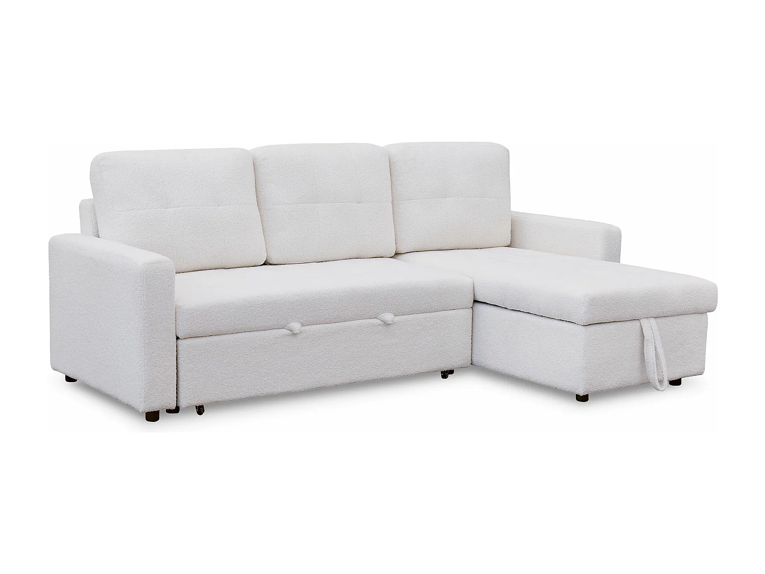 Canapé d'angle convertible Toledo Tissu Bouclette Crème