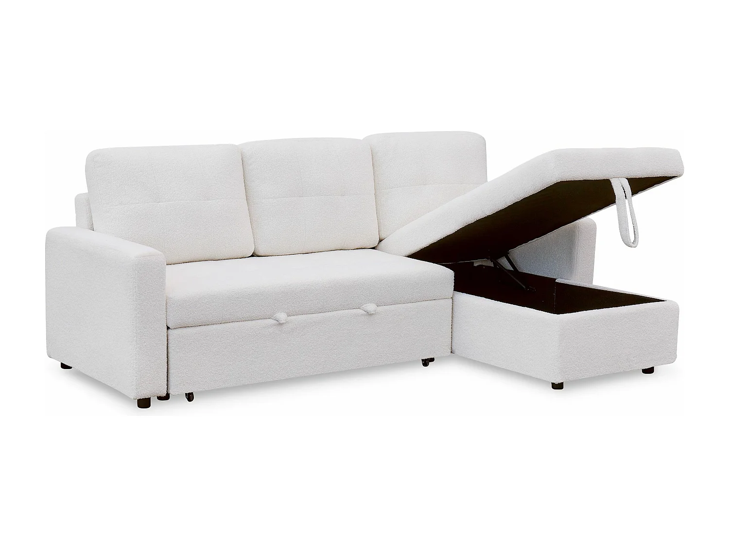 Canapé d'angle convertible Toledo Tissu Bouclette Crème