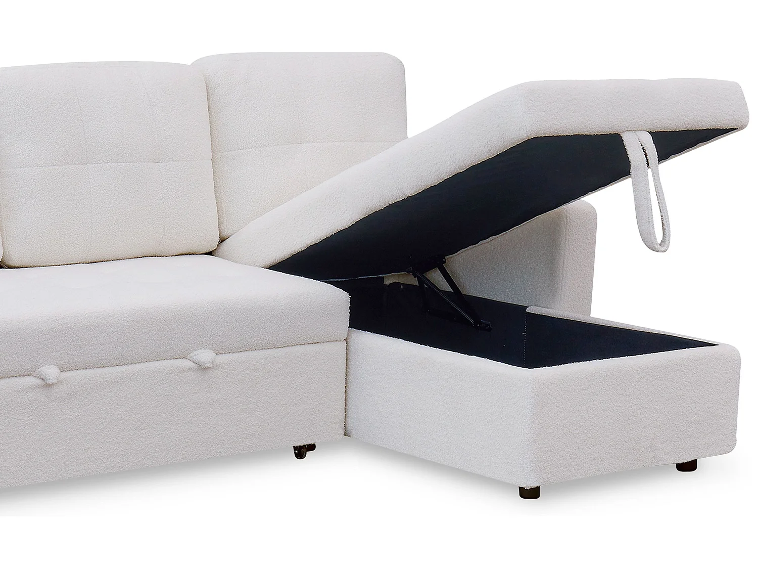 Canapé d'angle convertible Toledo Tissu Bouclette Crème