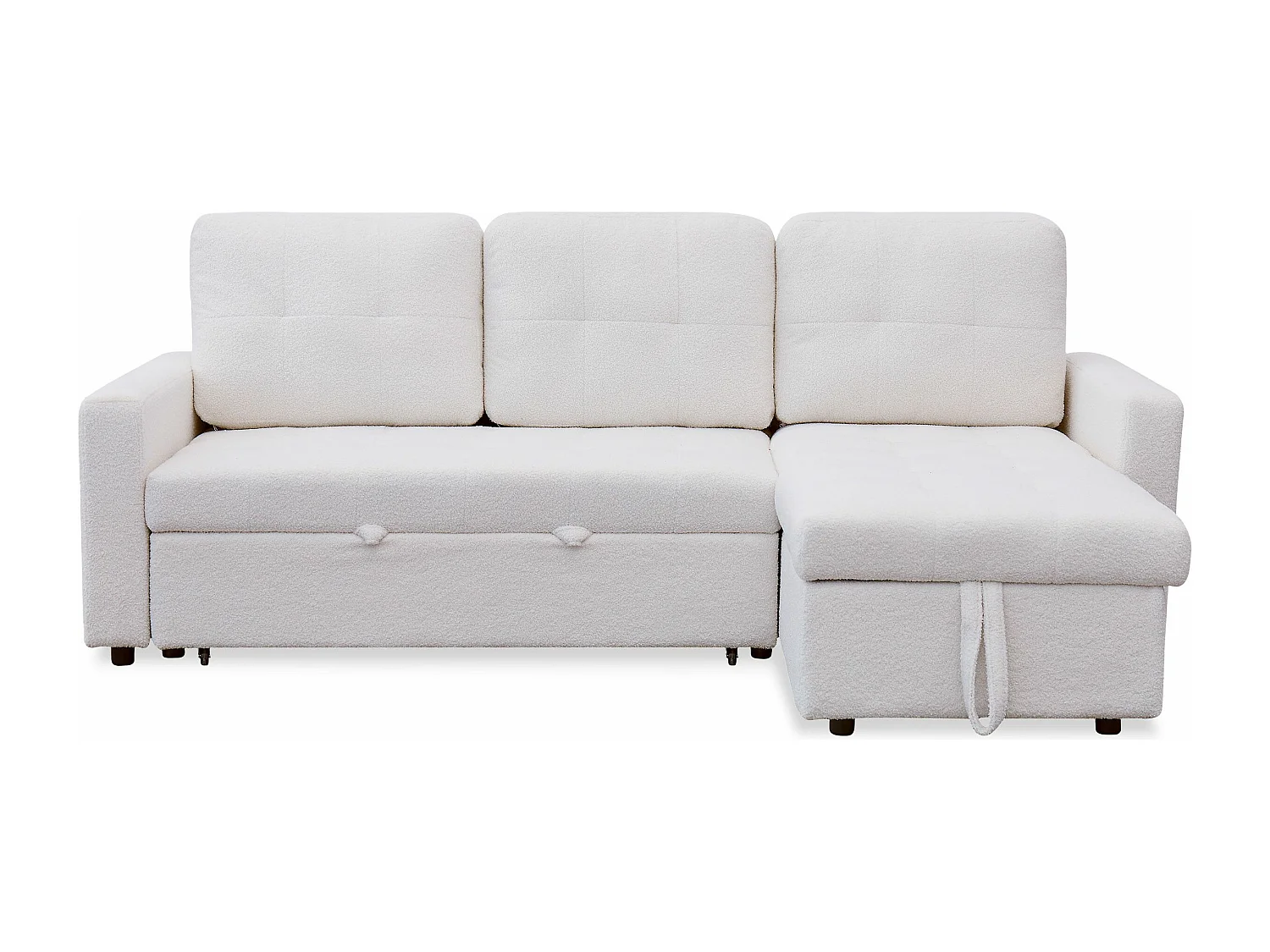 Canapé d'angle convertible Toledo Tissu Bouclette Crème