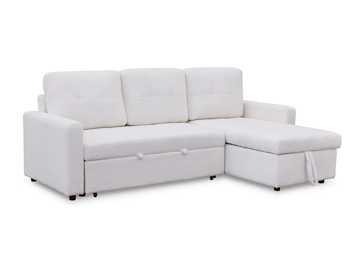 Canapé d'angle convertible Toledo Tissu Bouclette Crème