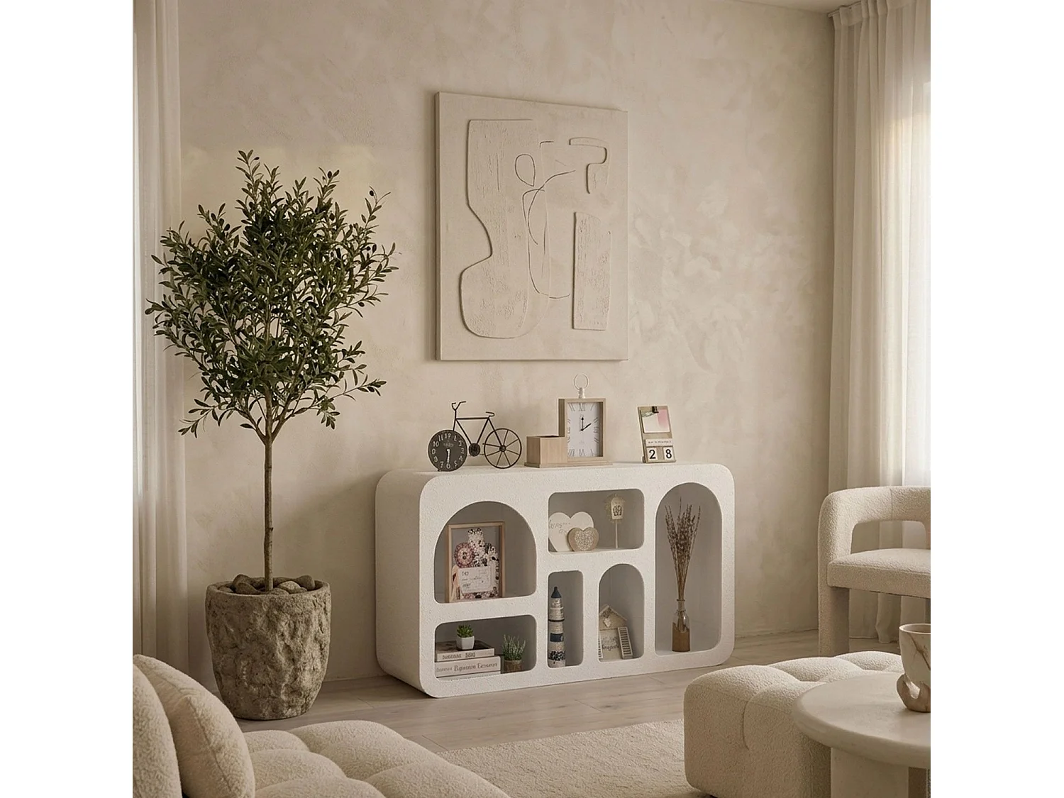 Buffet Navalor L130cm design arches style troglodyte Blanc