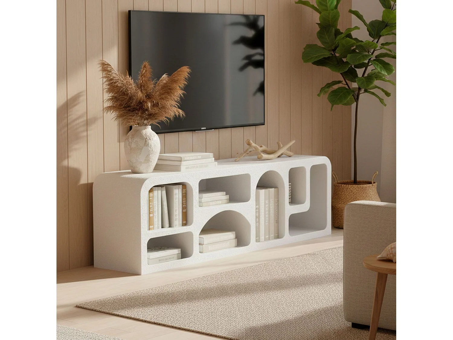 Buffet bas Navalor L160cm design arches style troglodyte Blanc