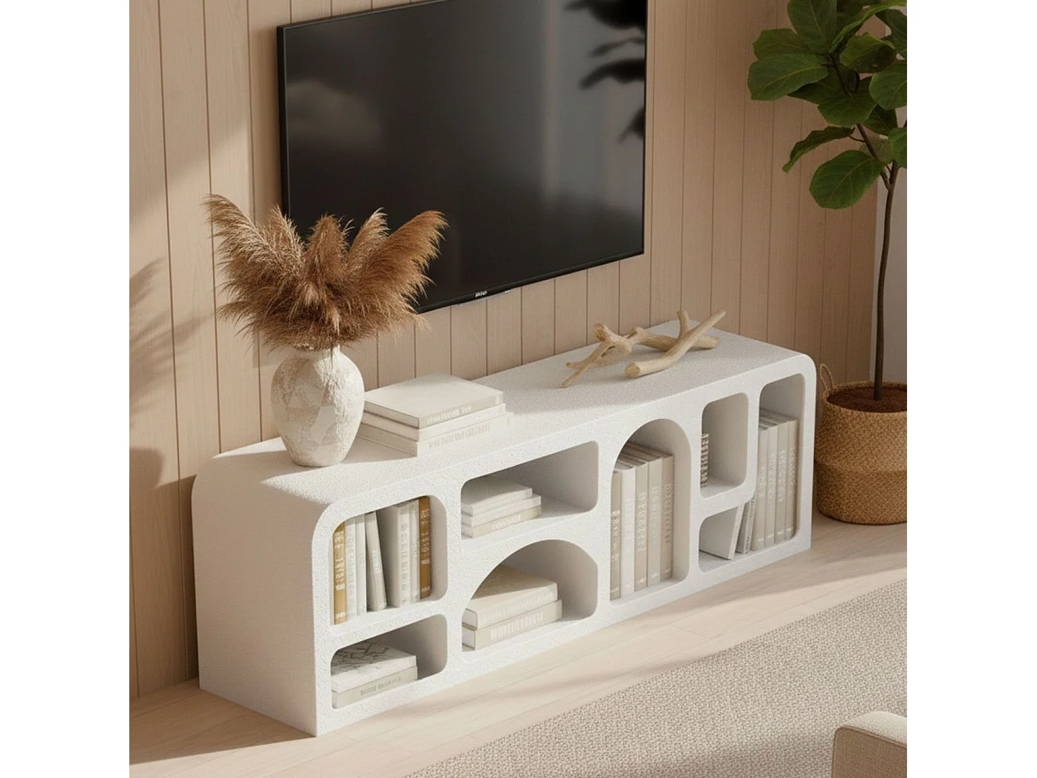 Buffet bas Navalor L160cm design arches style troglodyte Blanc