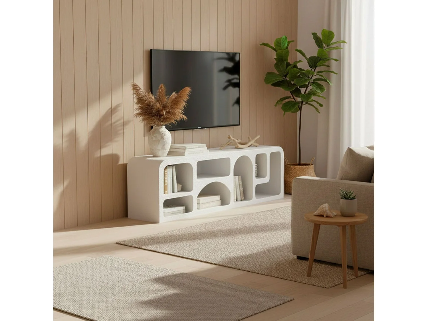 Buffet bas Navalor L160cm design arches style troglodyte Blanc