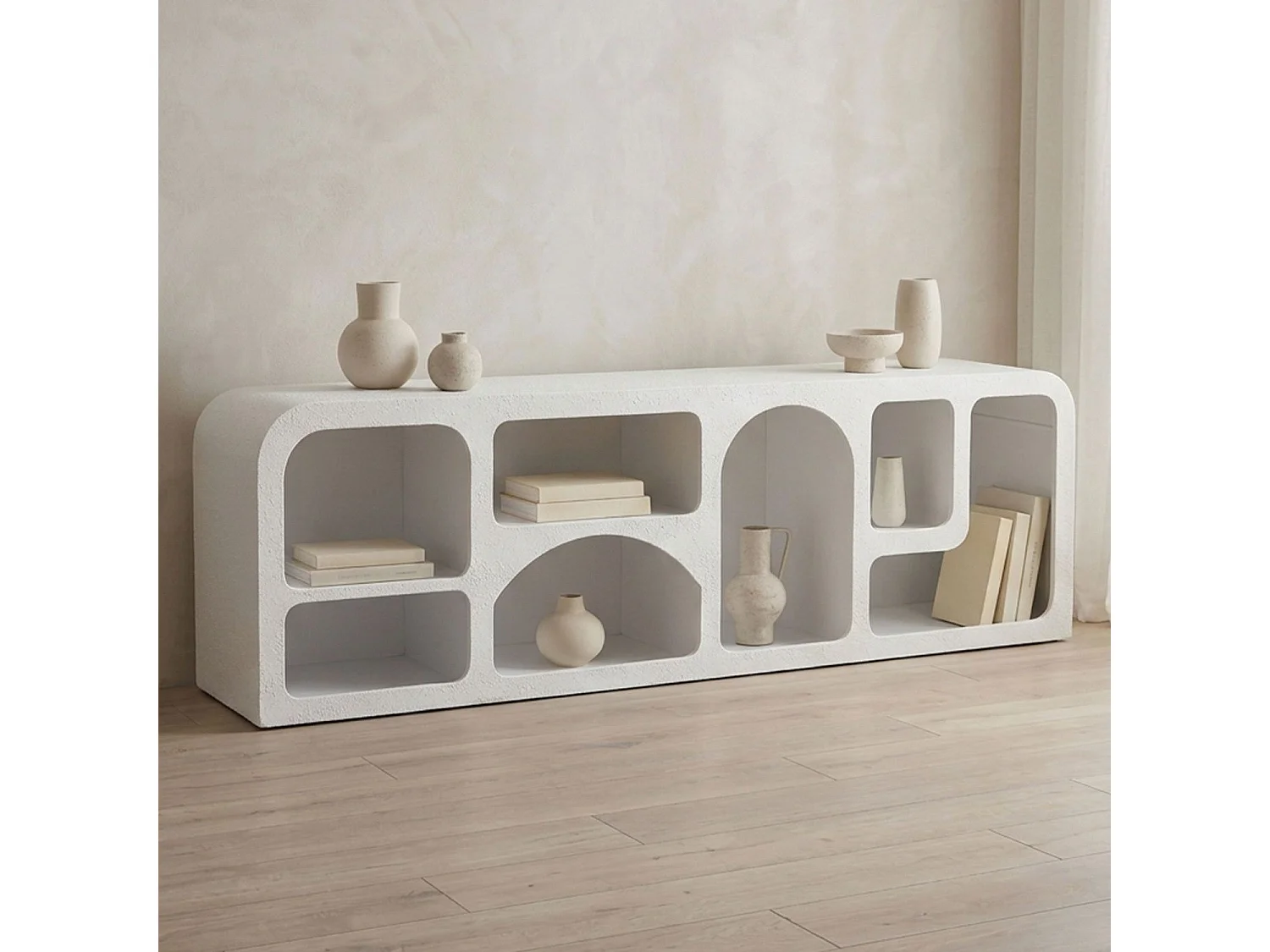 Buffet bas Navalor L160cm design arches style troglodyte Blanc