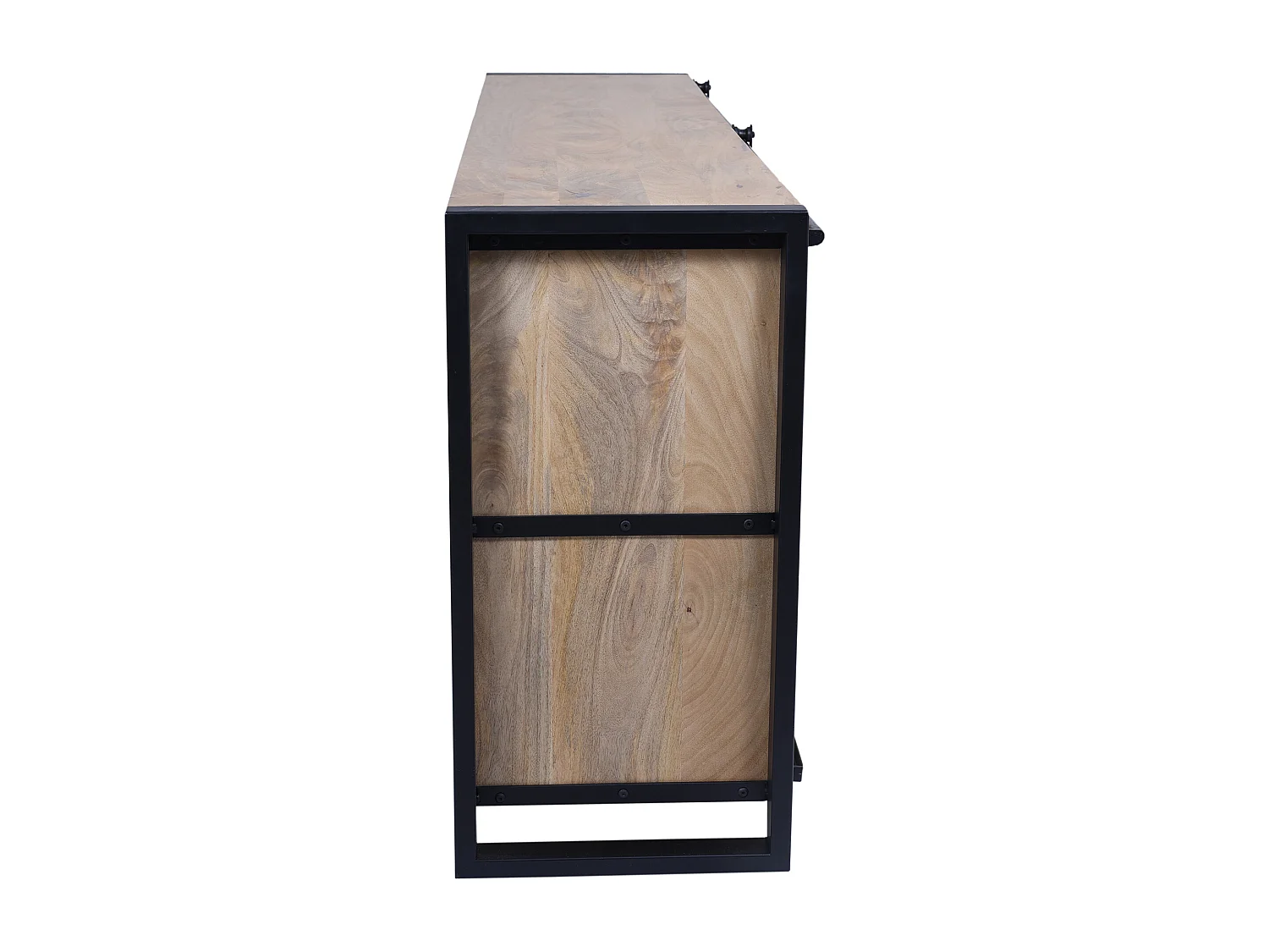 Credenza con 1 anta e 6 cassetti in Legno di mango e Metallo Naturale e Nero  - HARLEM II