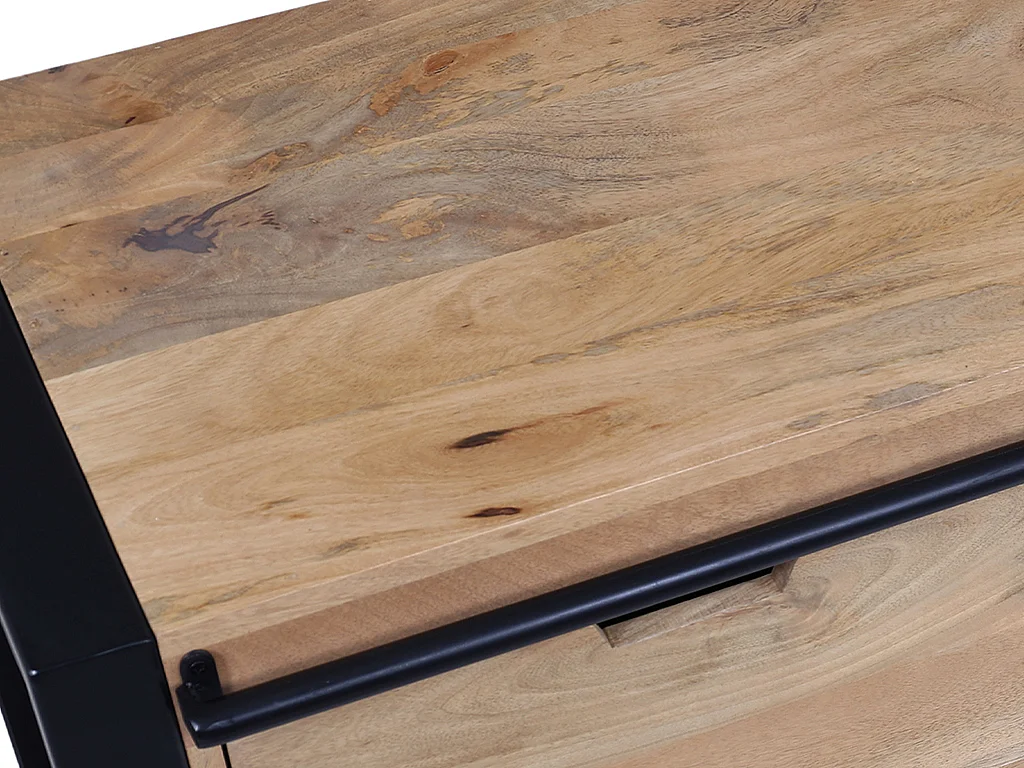 Credenza con 1 anta e 6 cassetti in Legno di mango e Metallo Naturale e Nero  - HARLEM II
