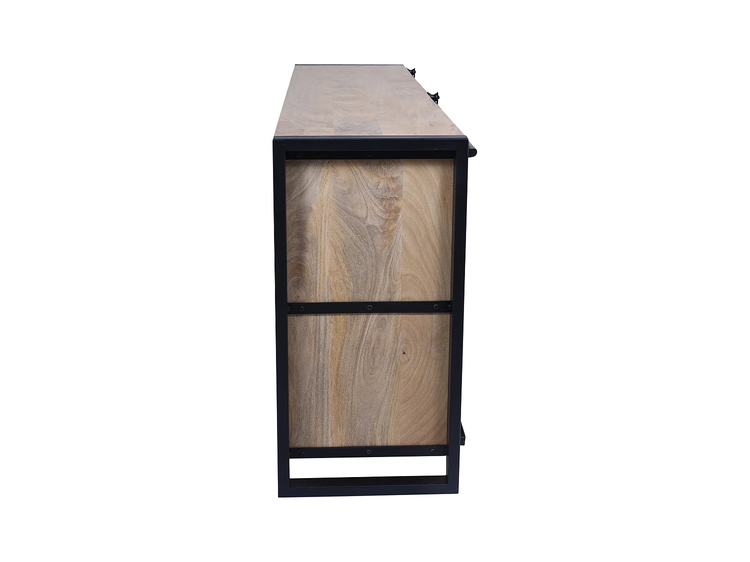 Credenza con 1 anta e 6 cassetti in Legno di mango e Metallo Naturale e Nero  - HARLEM II