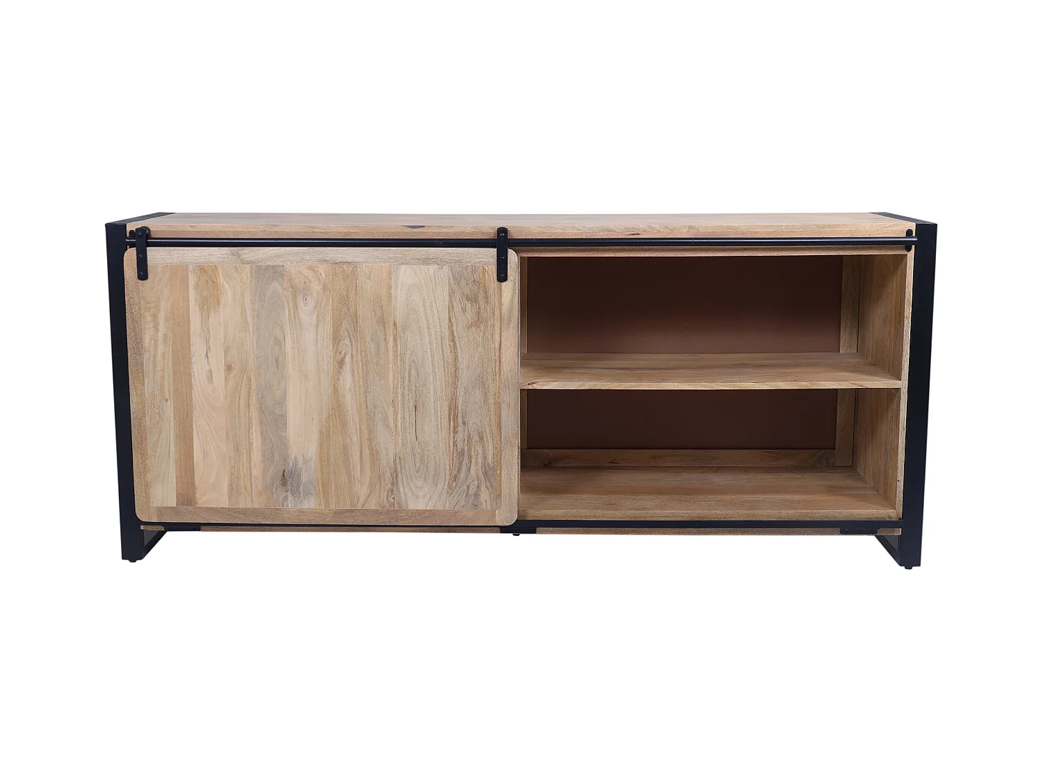 Credenza con 1 anta e 6 cassetti in Legno di mango e Metallo Naturale e Nero  - HARLEM II
