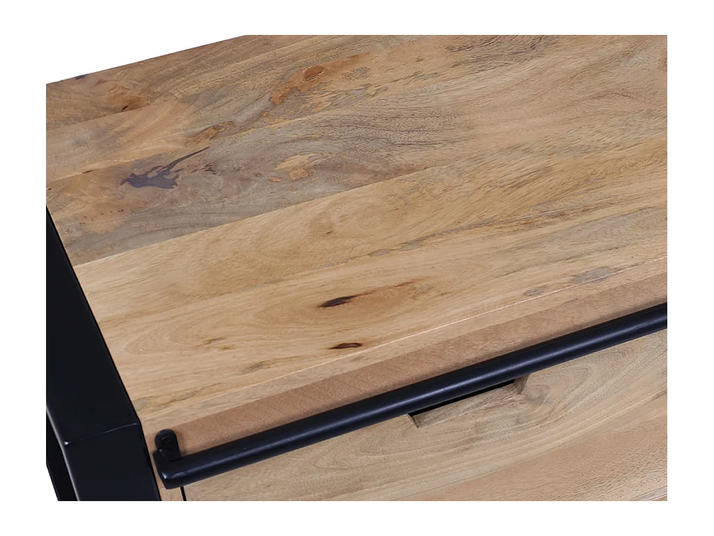 Credenza con 1 anta e 6 cassetti in Legno di mango e Metallo Naturale e Nero  - HARLEM II