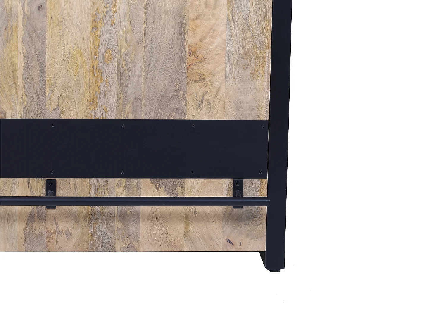 Meuble de bar avec 3 étagères en bois de manguier et métal - Naturel et noir - HARLEM II