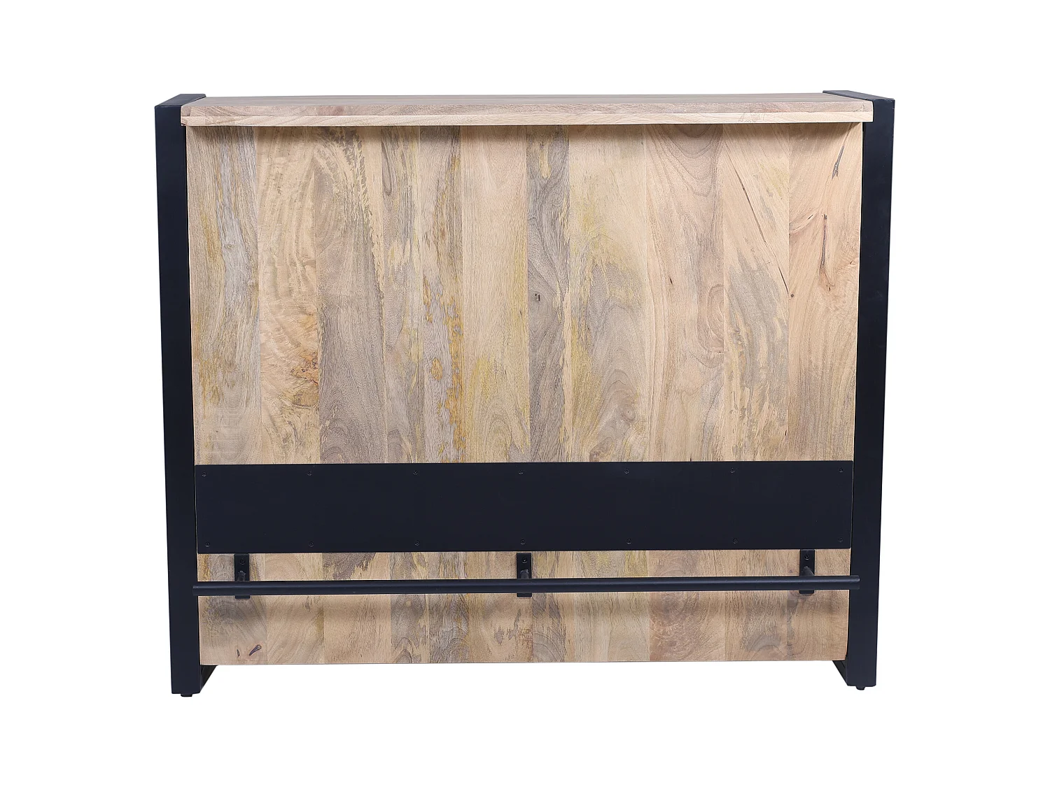 Meuble de bar avec 3 étagères en bois de manguier et métal - Naturel et noir - HARLEM II