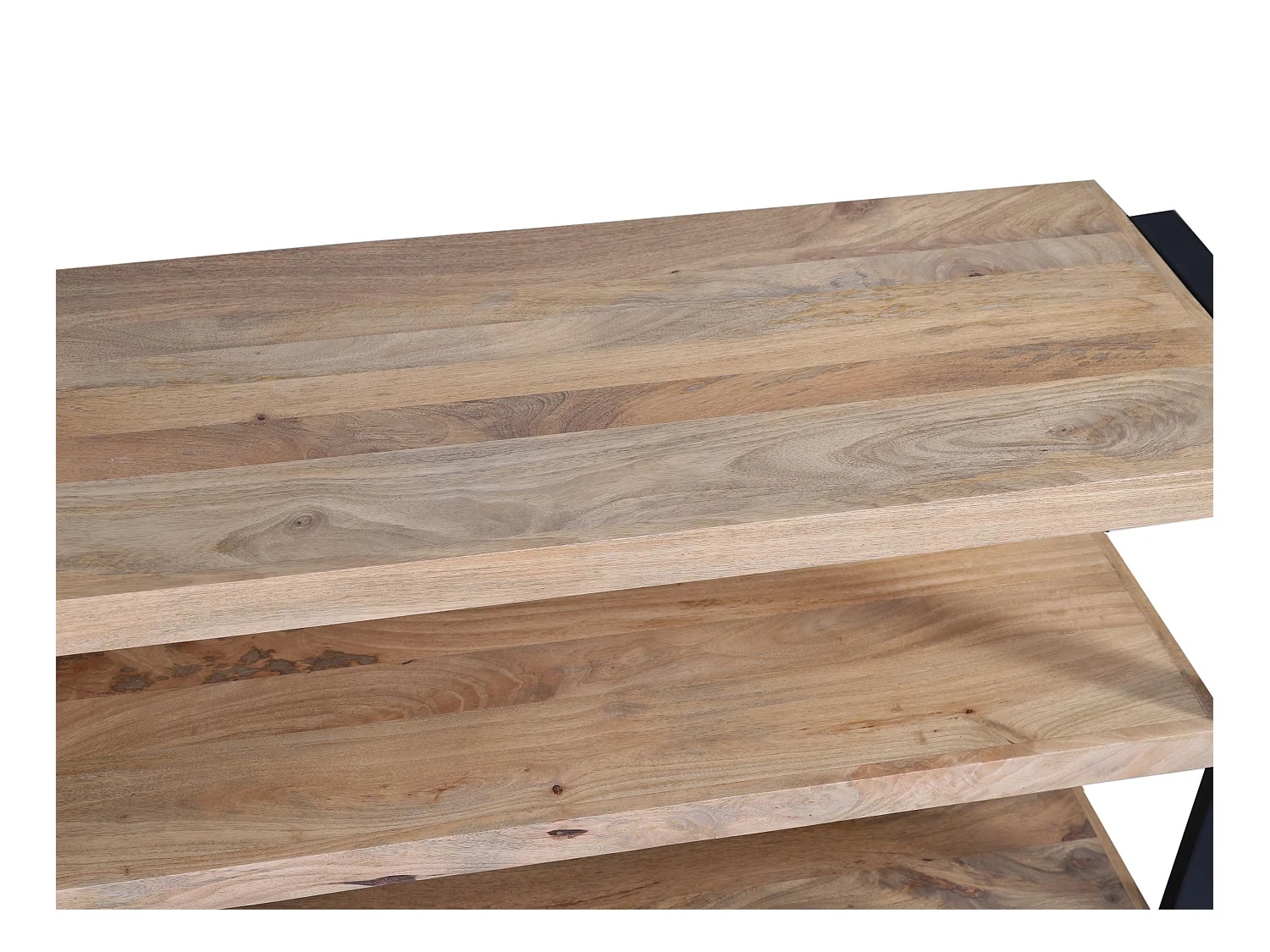 Meuble de bar avec 3 étagères en bois de manguier et métal - Naturel et noir - HARLEM II