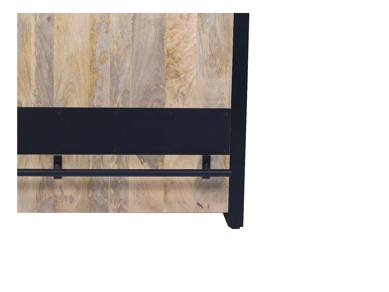 Meuble de bar avec 3 étagères en bois de manguier et métal - Naturel et noir - HARLEM II