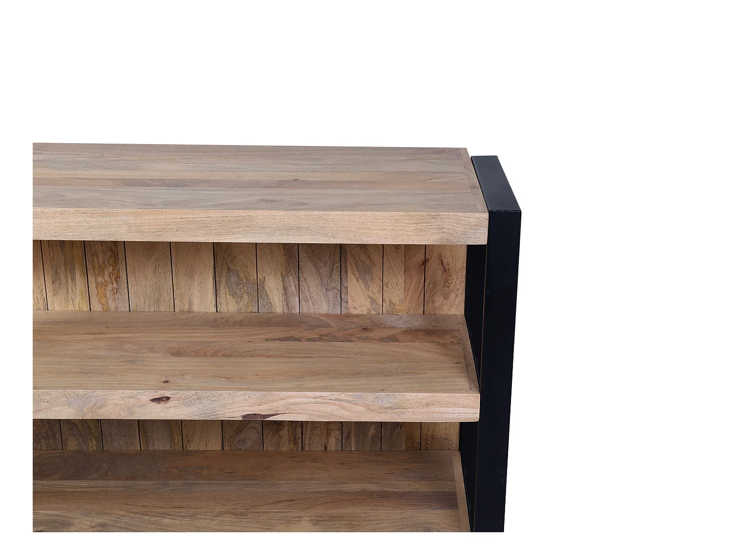 Meuble de bar avec 3 étagères en bois de manguier et métal - Naturel et noir - HARLEM II